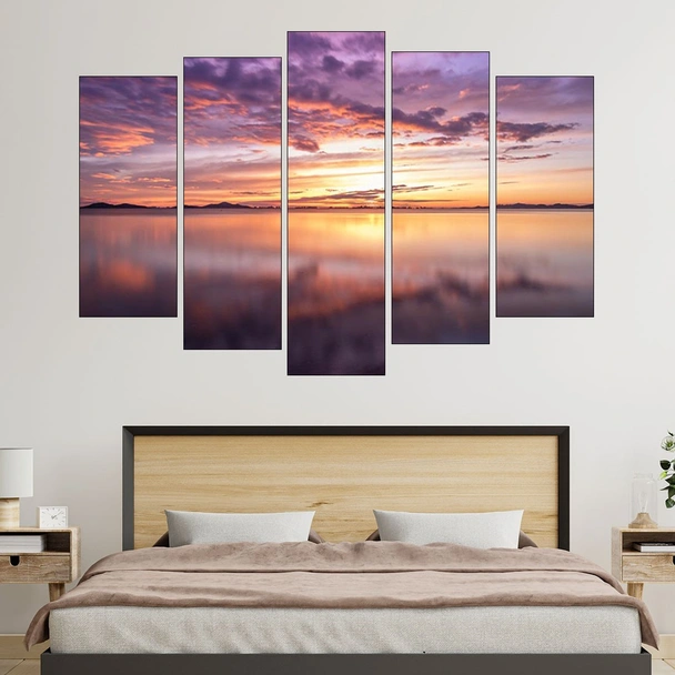 Живописен изгрев над езерото - картина пано за стена - Image 3