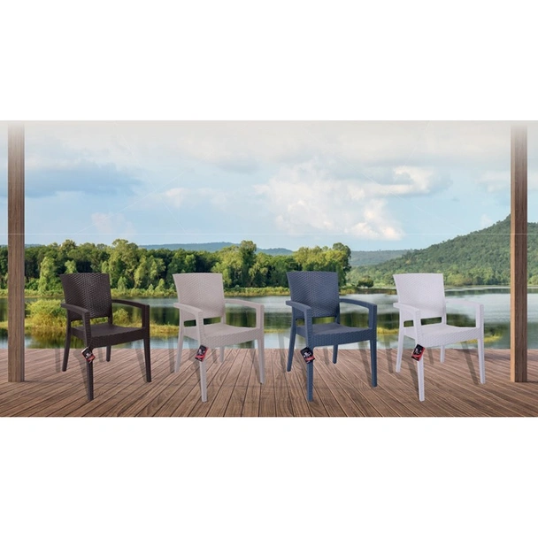 Градински стол с подлакътници капучино Zeugma Rattan MEVSIM - Image 3