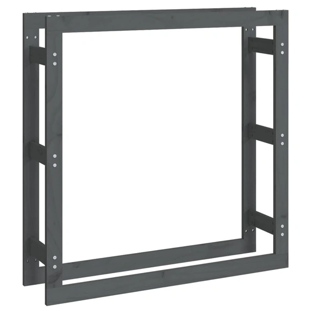 Поставка за дърва за огрев сива 100x25x100 см масивно дърво бор - Image 2
