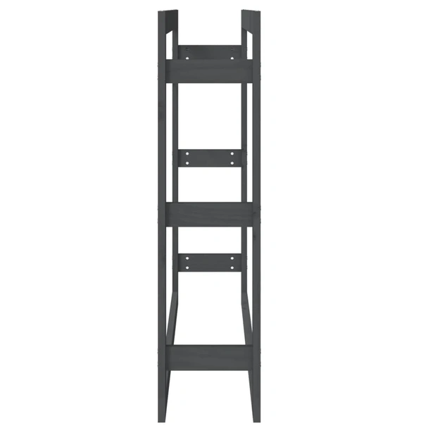 Поставка за дърва за огрев сива 100x25x100 см масивно дърво бор - Image 6