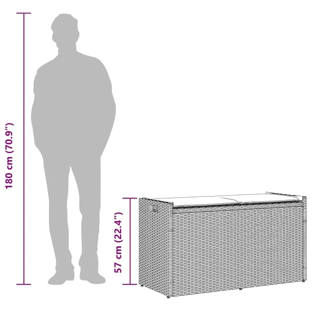 Външна пейка за съхранение с възглавница Кафява 100 cm - VL4104061 - Image 12