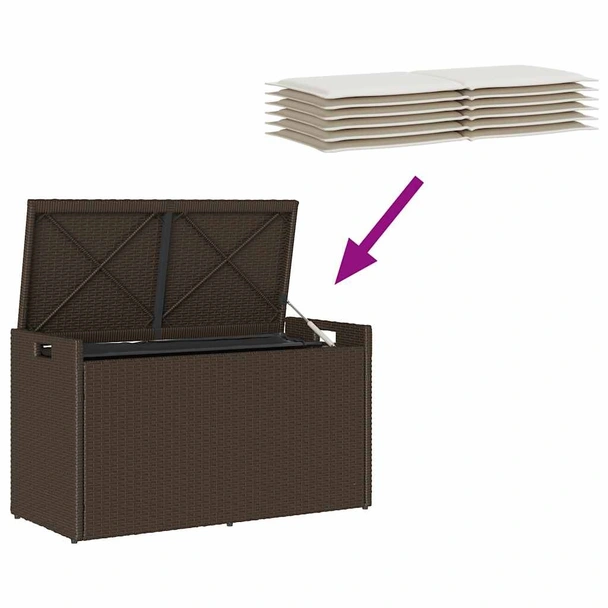 Външна пейка за съхранение с възглавница Кафява 100 cm - VL4104061 - Image 7