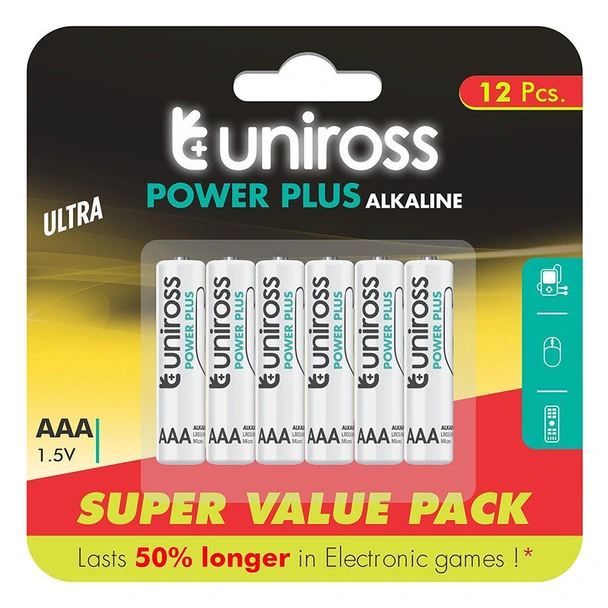 Алкални батерии Power Plus AAA 1.5V 1000mAh UNIROSS 12бр. - Image 2