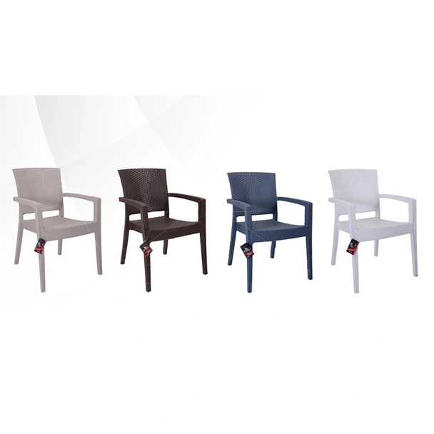 Градински стол с подлакътници бял Zeugma Rattan MEVSIM - Image 4