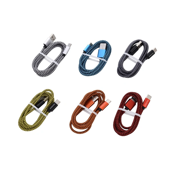 Кабел за зареждане Type-C към USB 1 м Nylon braided TEKMEE - Image 2