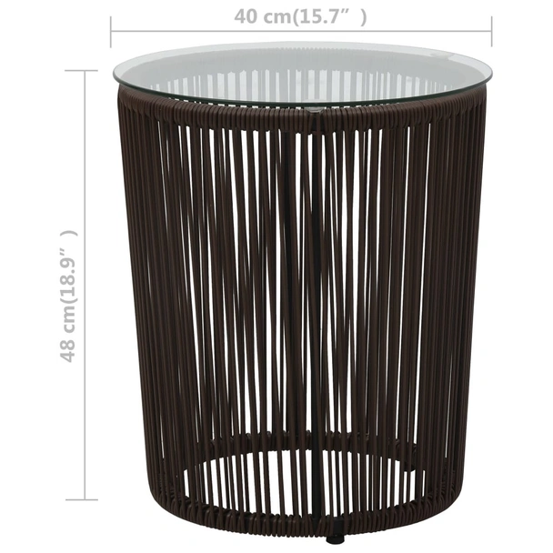 Бистро комплект, 3 части, с възглавници, кафяв PVC ратан - Image 11