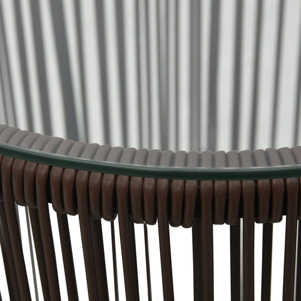 Бистро комплект, 3 части, с възглавници, кафяв PVC ратан - Image 9