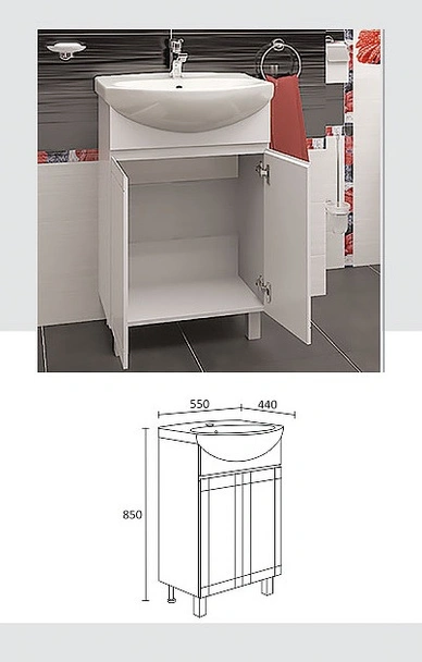 Долен шкаф  за баня с мивка - Рила - TRIANO - Image 4