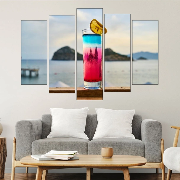 Коктейл с лимон на плажа - картина пано за стена - Image 3