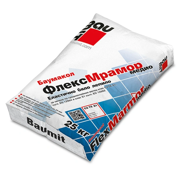 Лепило за плочки Баумакол ФлексМрамор Медио 25 кг BAUMIT