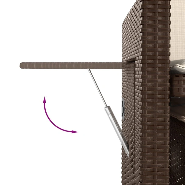 Накланяща се градинска пейка с възглавници кафяв полиратан - VL365818 - Image 11