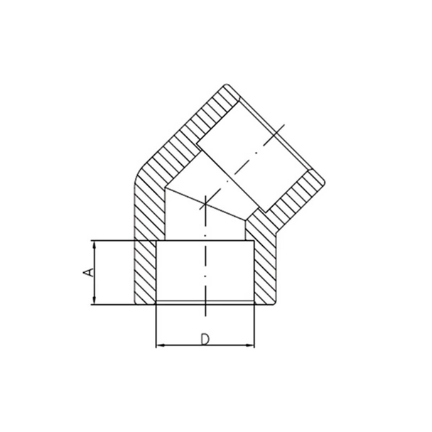 Полипропиленовo коляно 45° Ф50 мм HP TREND - Image 2