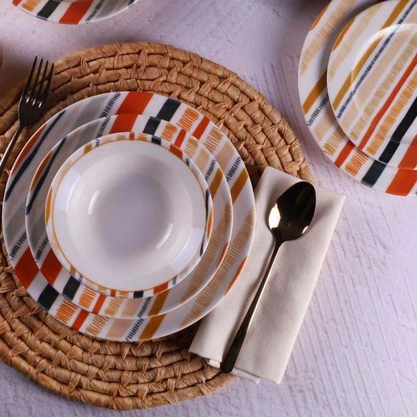 Порцеланов сервиз за хранене 24 части Цветни линии TULU PORSELEN - Image 2