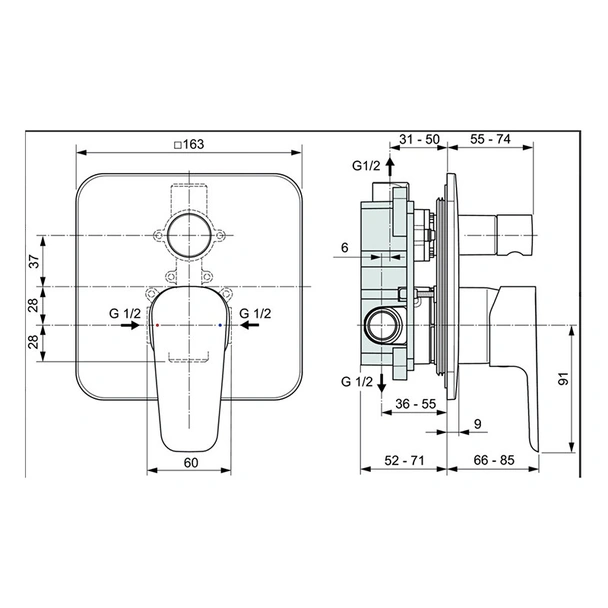 Вграден смесител за вана/душ Esla Vidima - Image 2