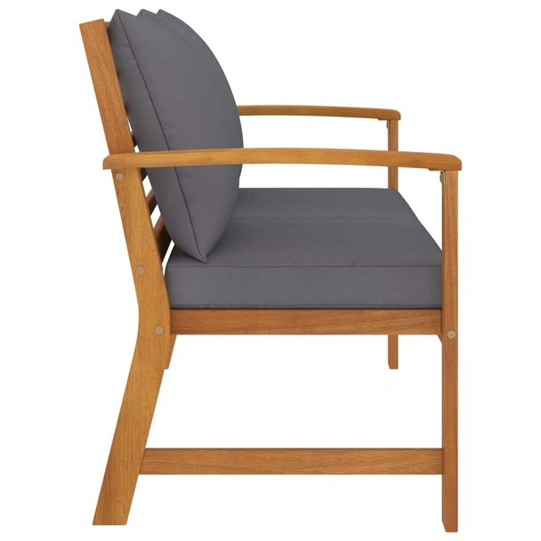 Градинска пейка 120 см с тъмносива възглавница, акация масив - VL311830 - Image 3