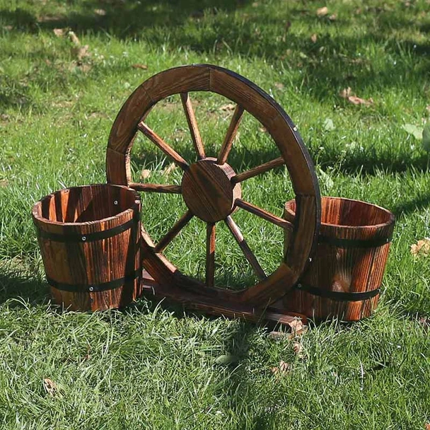 Градинско декоративно колело с две кофи - Image 2
