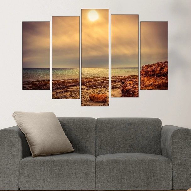Облачно време над скалист бряг - картина пано за стена - Image 3