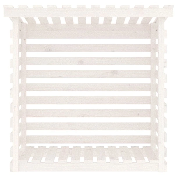 Поставка за дърва за огрев бяла 108x73x108 см масивно дърво бор - Image 5