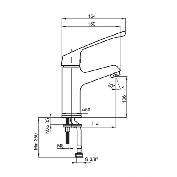 Смесител за баня с медицинска ръкохватка Helios-N FAYANS - Image 2