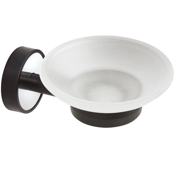 Стъклена сапунерка за баня Optimo хром/черен мат KAPITAN