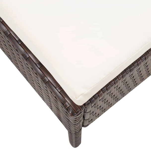 Градински комплект с възглавници, 3 части, полиратан кафяв - Image 10