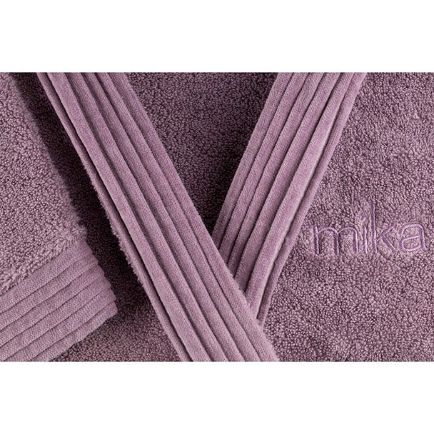 Халат за баня с качулка M светлолилав MIKA - Image 2