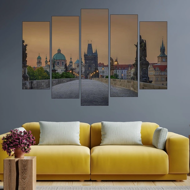 Мост в златна Прага - картина пано за стена - Image 3
