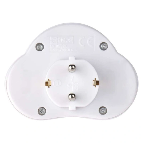 Разклонител с 2 гнезда и ключ без кабел бял EMOS - Image 2