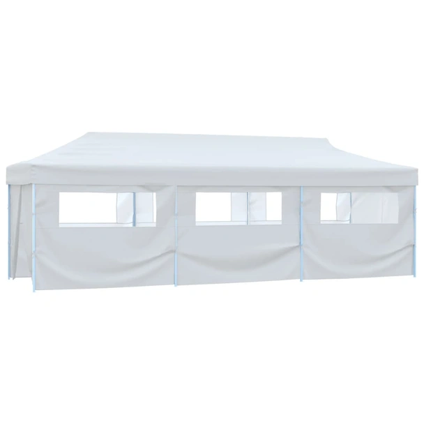 Сгъваема шатра с 8 странични стени, 3x9 м, бяла - Image 2