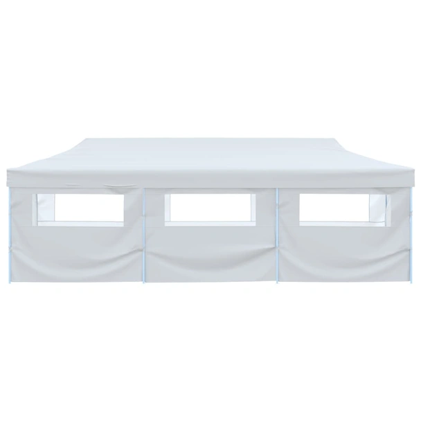 Сгъваема шатра с 8 странични стени, 3x9 м, бяла - Image 3