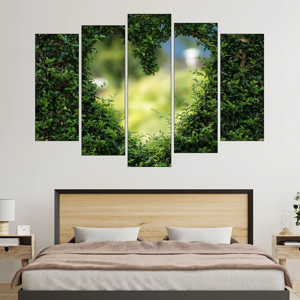 Зелен храст във формата на сърце - картина пано за стена - Image 3