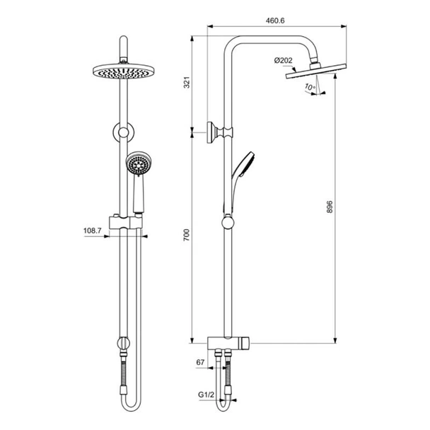 Душ система за монтаж със стенен смесител Balance Vidima - Image 2