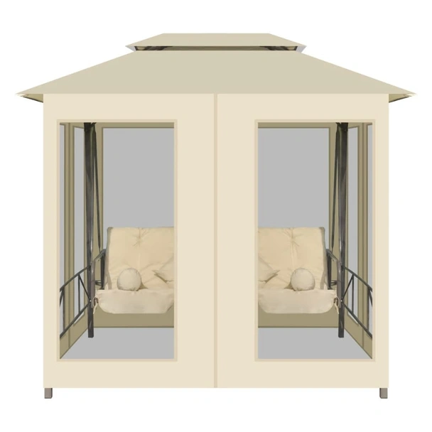 Градинска люлка с шатра, кремавобяла - Image 2