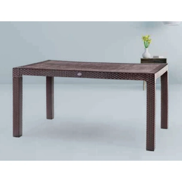 Градинска маса 90x150 см PVC ратан кафява VIOLET HOUSE - Image 2