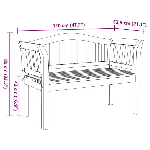Градинска пейка 120x53.5x85 см от масивна тикова дървесина - VL42006346 - Image 11