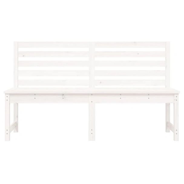 Градинска пейка, бяла, 157,5 см, борово дърво масив - VL824040 - Image 4