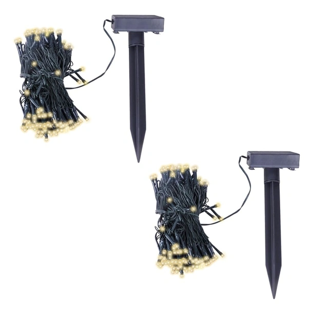 LED соларни гирлянди, 2 бр, топла бяла светлина - Image 2