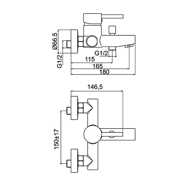 Стенен смесител за вана/душ Rimmini FORMA VITA - Image 2