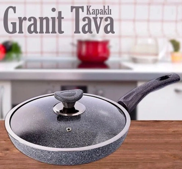 Тиган с гранитно покритие и стъклен капак 26 см SN086 MENZIR - Image 2