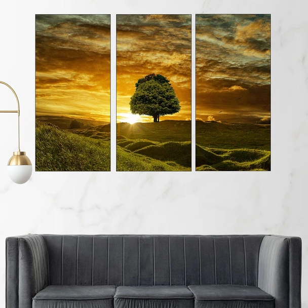 Залез и самотно дърво - картина пано за стена - Image 2
