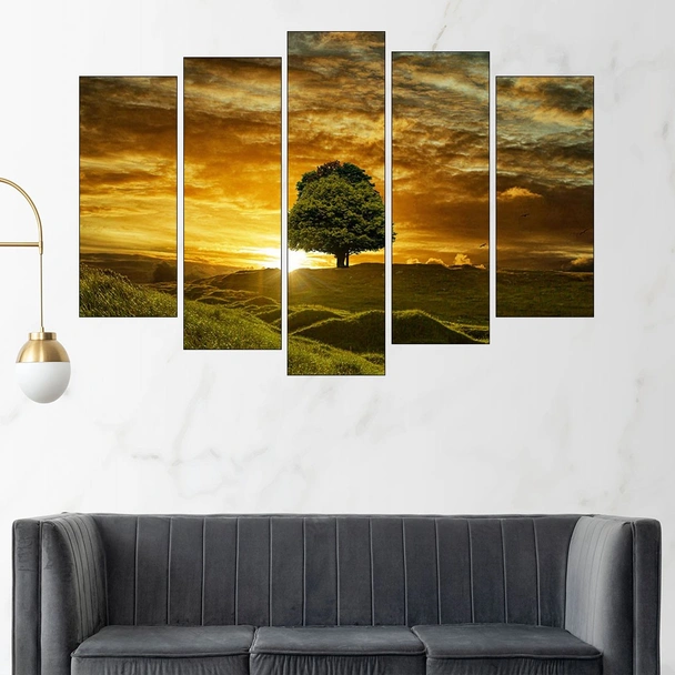 Залез и самотно дърво - картина пано за стена - Image 3