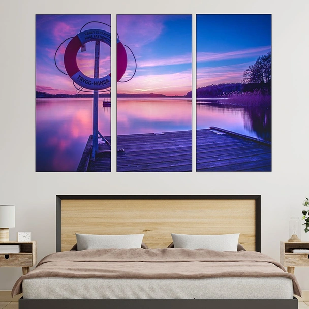 Залез над кей в шведско езеро - картина пано за стена - Image 2