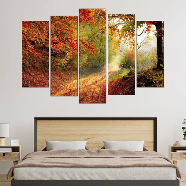 Есенна пътека в гората  - картина пано за стена - Image 3