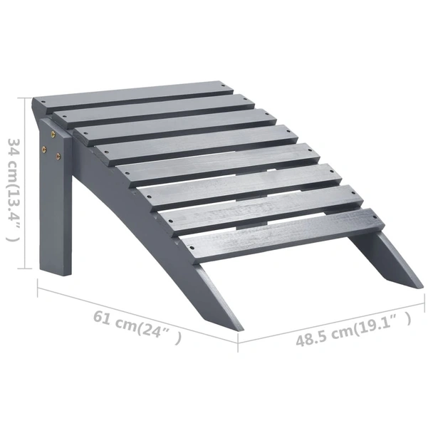 Градински стол с табуретка, дърво, сив - Image 10