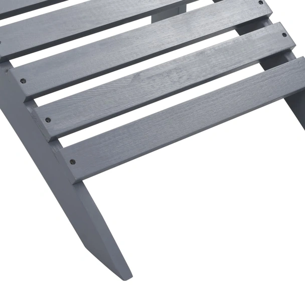 Градински стол с табуретка, дърво, сив - Image 8