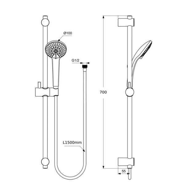 Душ комплект с тръбно окачване YS35115 FORMA VITA - Image 2