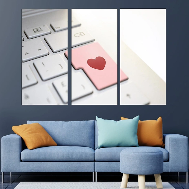Клавиатура с бутон сърце - картина пано за стена - Image 2