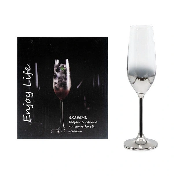 Комплект от 6 чаши за вино 235 мл Преливащ металик - Image 2