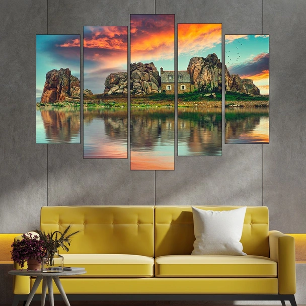 Малка къща на скален остров - картина пано за стена - Image 3