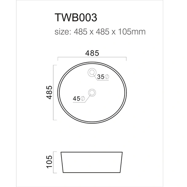 Мивка за плот Ø48,5x10.5 см TWB003 FORMA VITA - Image 2